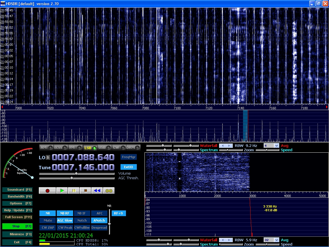 Dongle RTL-SDR : Intermodulations - Résistance aux signaux forts Intermod-vue-7mhz